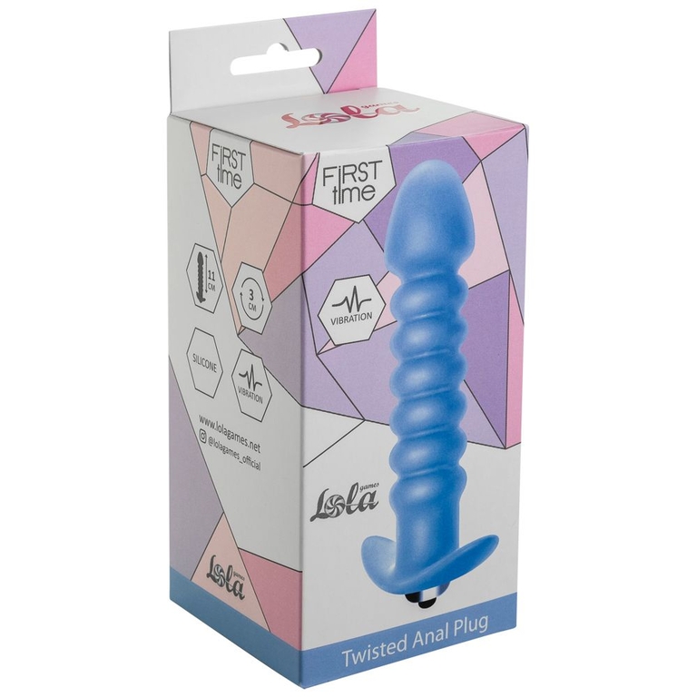 Голубая анальная вибропробка Twisted Anal Plug - 13 см.