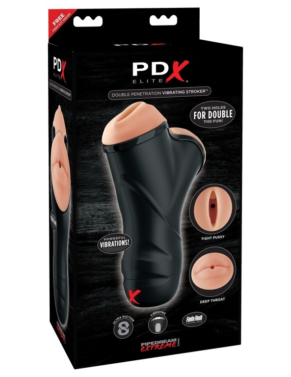 Мастурбатор в колбе с двумя тоннелями Double Penetration Vibrating Stroker