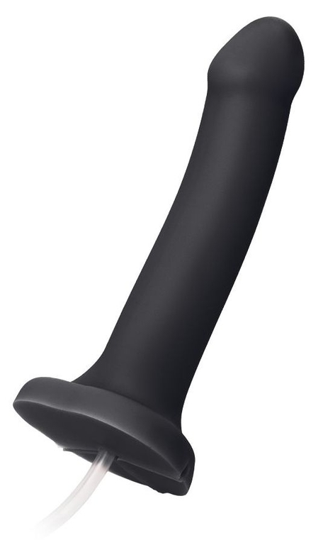 Черный фаллос с имитацией эякуляции Silicon Cum Dildo L - 19,6 см.