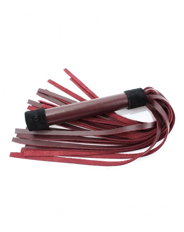 Бордовая плеть Maroon Leather Whip с гладкой ручкой - 45 см.