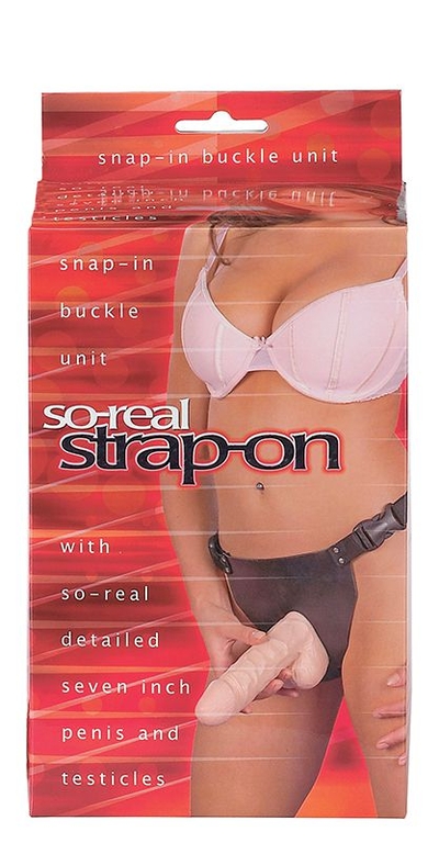 Фаллопротез женский с мошонкой SO-REAL STRAP-ON - 17,8 см.