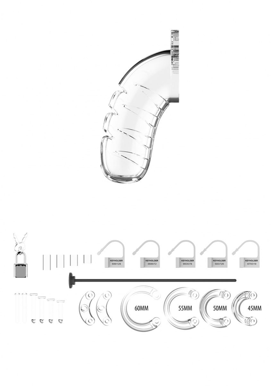 Прозрачный мужской пояс верности со стимулятором уретры Cock Cage Model 16 Chastity 4.5