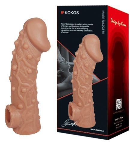 Насадка на фаллос с отверстием для мошонки Cock Sleeve 002 Size L - 17,6 см.