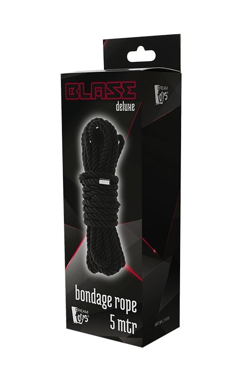 Черная веревка для шибари DELUXE BONDAGE ROPE - 5 м.