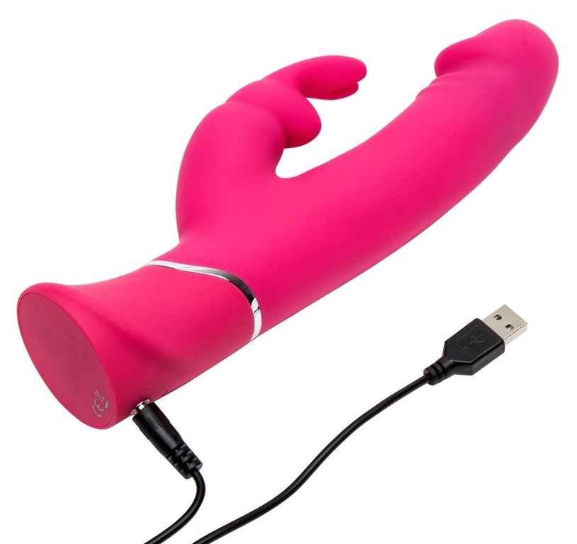 Розовый вибратор-кролик Realistic Dual Density Rechargeable Rabbit Vibrator - 25,5 см.