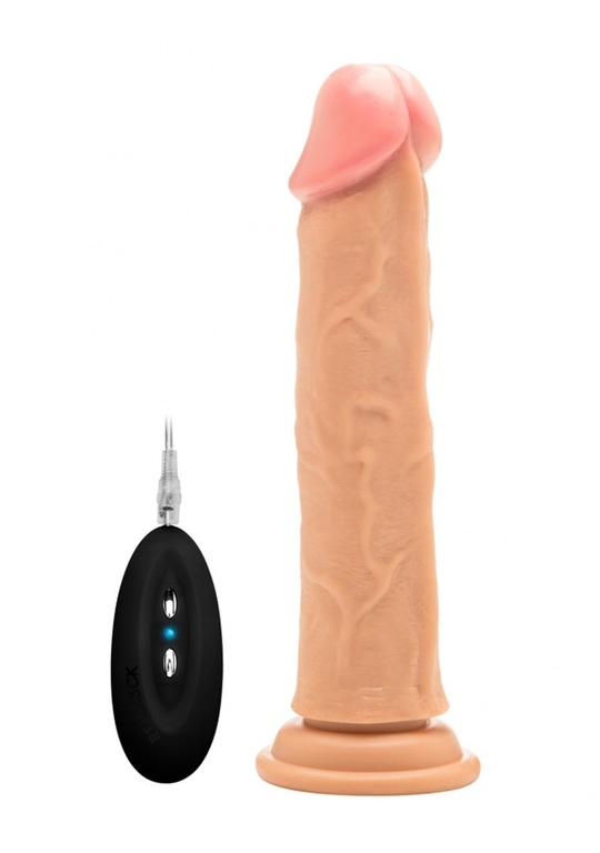 Телесный вибратор-реалистик Vibrating Realistic Cock 9  - 23,5 см.