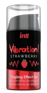 Жидкий интимный гель с эффектом вибрации Vibration! Strawberry - 15 мл.