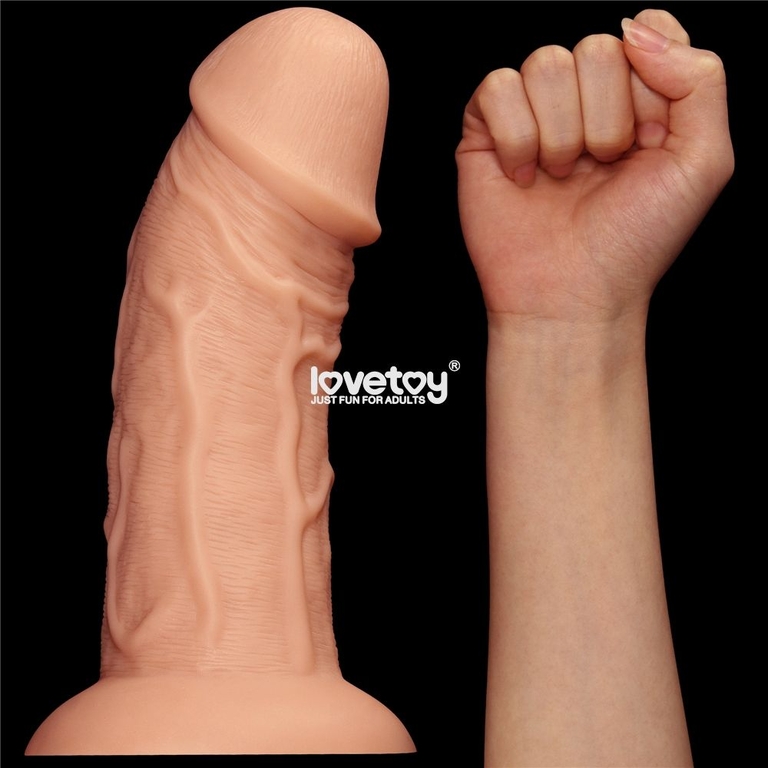 Телесный фаллоимитатор-гигант 9.5 Realistic Curved Dildo - 24 см.