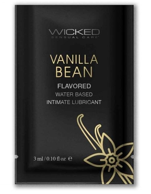 Лубрикант на водной основе с ароматом ванильных бобов Wicked Aqua Vanilla Bean - 3 мл.