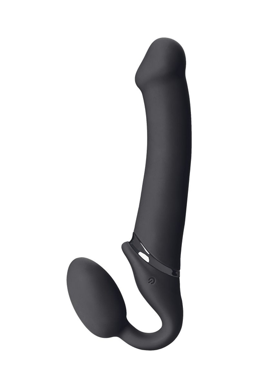 Черный безремневой вибрострапон Vibrating Bendable Strap-On - size L