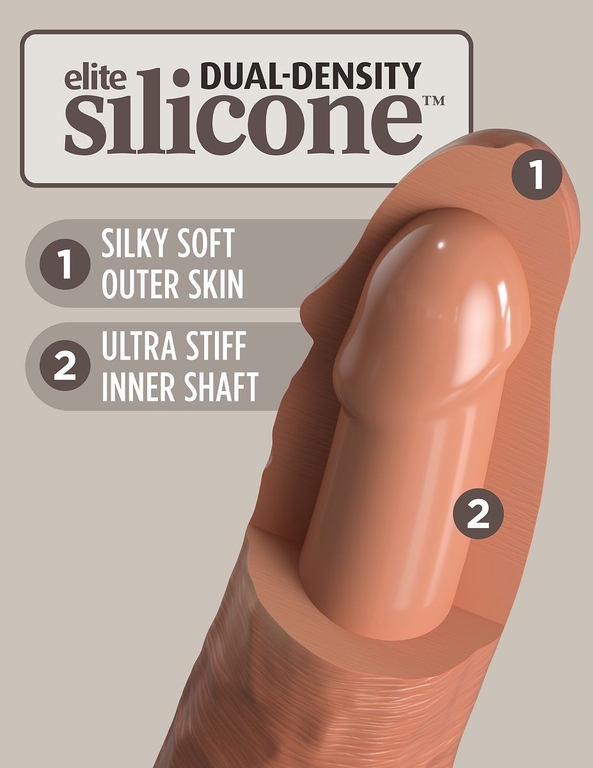 Кофейный фаллоимитатор 6  Silicone Dual Density Cock - 17 см.