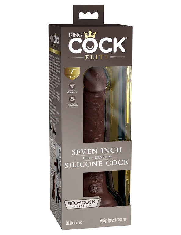 Коричневый фаллоимитатор 7  Silicone Dual Density Cock - 21 см.