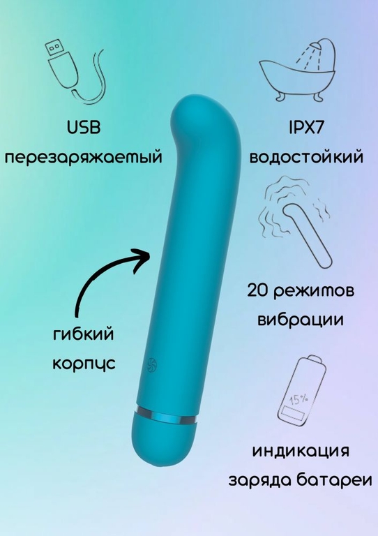 Бирюзовый перезаряжаемый вибратор Flamie - 18,5 см.