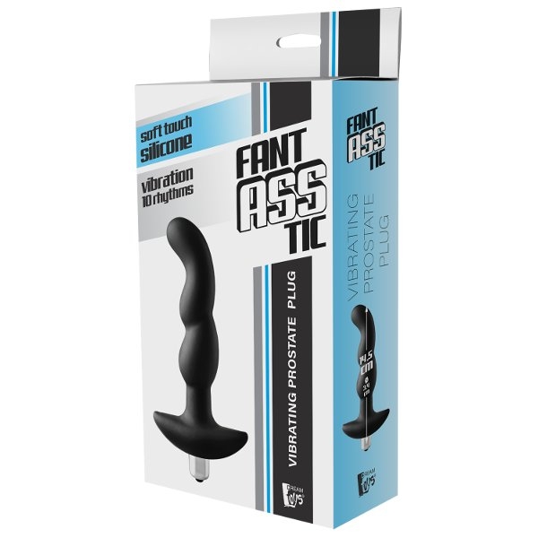 Черная вибропробка для простаты FantASStic Vibrating Prostate Plug - 14,5 см.