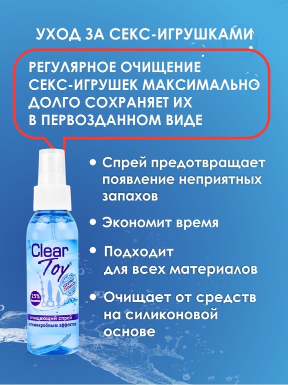 Очищающий спрей Clear Toy с антимикробным эффектом - 100 мл.