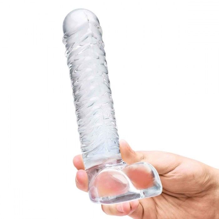 Прозрачный фаллоимитатор 8  Realistic Ribbed Glass Dildo - 20,3 см.