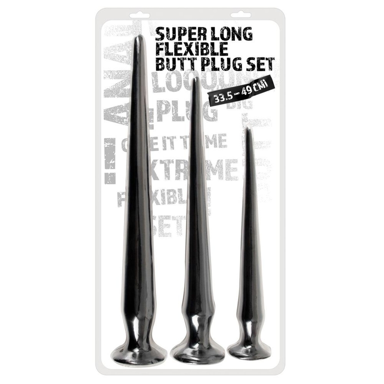 Набор из 3 длинных анальных пробок Super Long Flexible Butt Plug Set