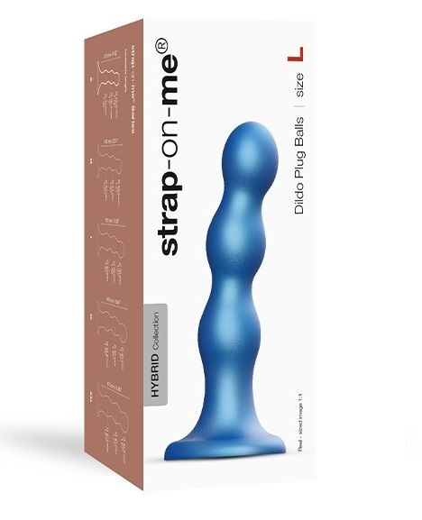 Голубая насадка Strap-On-Me Dildo Plug Balls size L