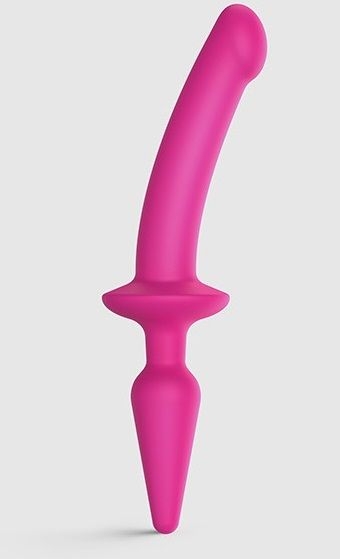 Розовый двусторонний фаллоимитатор Strap-On-Me Dildo Plug-In Switch size S