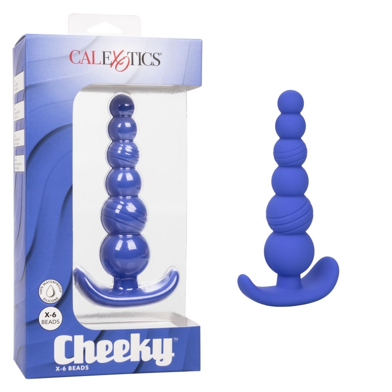 Синяя анальная пробка Cheeky X-6 Beads - 12,75 см.