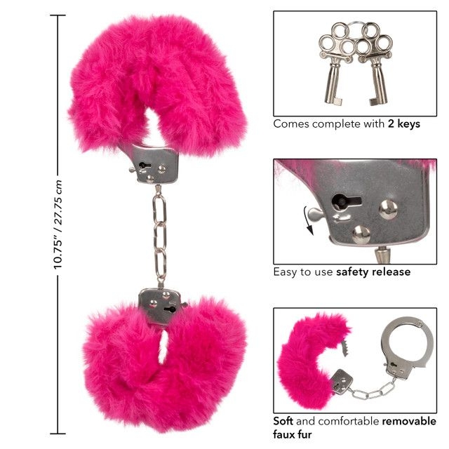 Металлические наручники с розовым мехом Ultra Fluffy Furry Cuffs