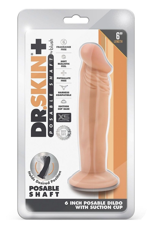 Телесный фаллоимитатор-реалистик 6 Inch Posable Dildo - 16,5 см.