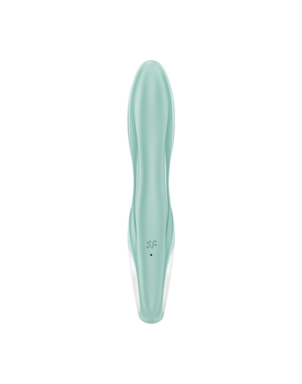 Зеленый вибратор-кролик Satisfyer Air Pump Bunny 5+ с функцией расширения - 20,4 см.