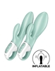 Зеленый вибратор-кролик Satisfyer Air Pump Bunny 5+ с функцией расширения - 20,4 см.