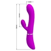 Лиловый вибратор-кролик с подвижной клиторальной щеточкой Clitoris Vibrator - 20,8 см.