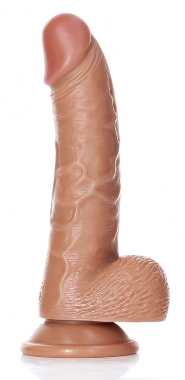 Телесный фаллоимитатор Curved Realistic Dildo Balls Suction Cup 7 - 17 см.