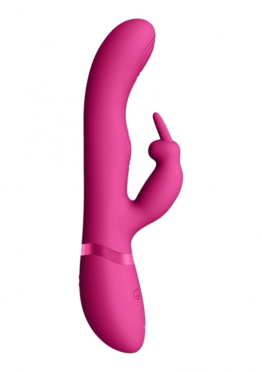 Розовый вибромассажер May Pulse-Wave   C-spot   G-Spot Rabbit - 22 см.