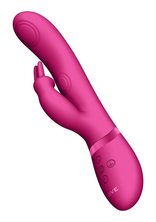 Розовый вибромассажер May Pulse-Wave   C-spot   G-Spot Rabbit - 22 см.