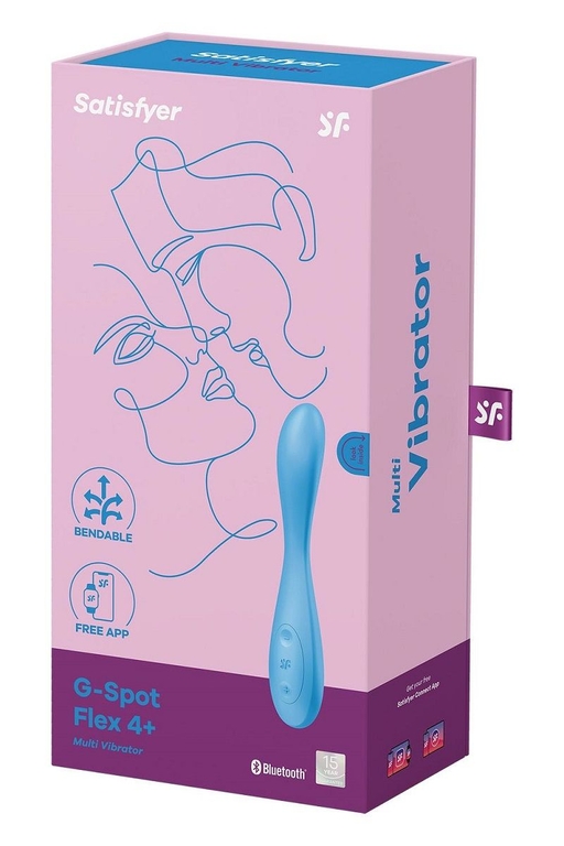 Голубой гибкий вибромассажер Satisfyer G-Spot Flex 4+ - 19 см.