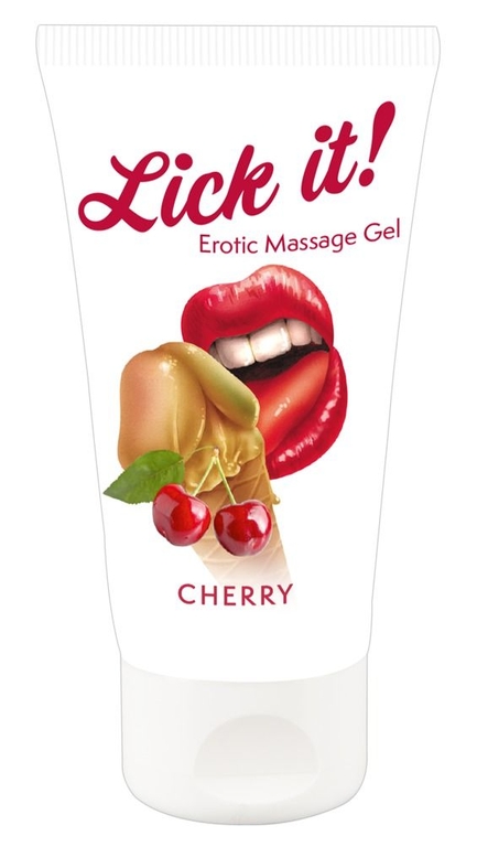 Лубрикант на водной основе Lick it! Cherry с ароматом вишни - 50 мл.