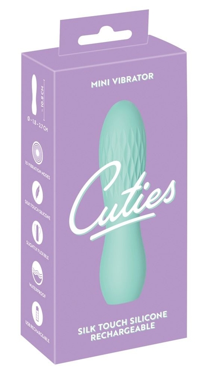 Зеленый мини-вибратор Cuties - 10,8 см.