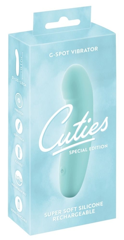 Аквамариновый мини-вибратор Cuties G-Spot Vibrator - 15,5 см.