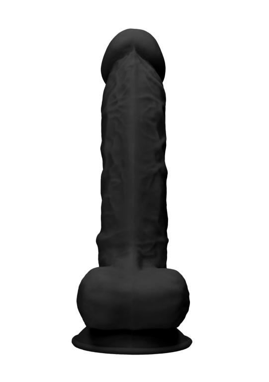 Черный фаллоимитатор Realistic Cock With Scrotum - 22,8 см.