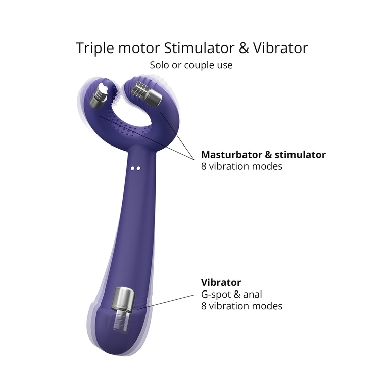 Темно-синий вибратор для пар Please Me Multi Vibrator