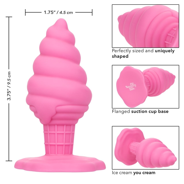 Розовая анальная пробка в виде мороженого Yum Bum Ice Cream Cone Butt Plug - 9,5 см.