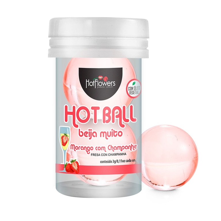 Лубрикант на масляной основе Hot Ball Beija Muito с ароматом клубники и шампанского (2 шарика по 3 гр.)