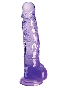 Фиолетовый фаллоимитатор с мошонкой на присоске 8’’ Cock with Balls - 22,2 см.
