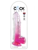 Розовый фаллоимитатор с мошонкой на присоске 9’’ Cock with Balls - 24,8 см.