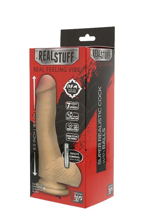 Реалистичный телесный вибромассажёр REALSTUFF 6.5INCH VIBRATOR - 16,5 см.