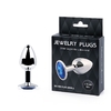 Анальное украшение SILVER PLUG SMALL с синим кристаллом - 7,2 см.