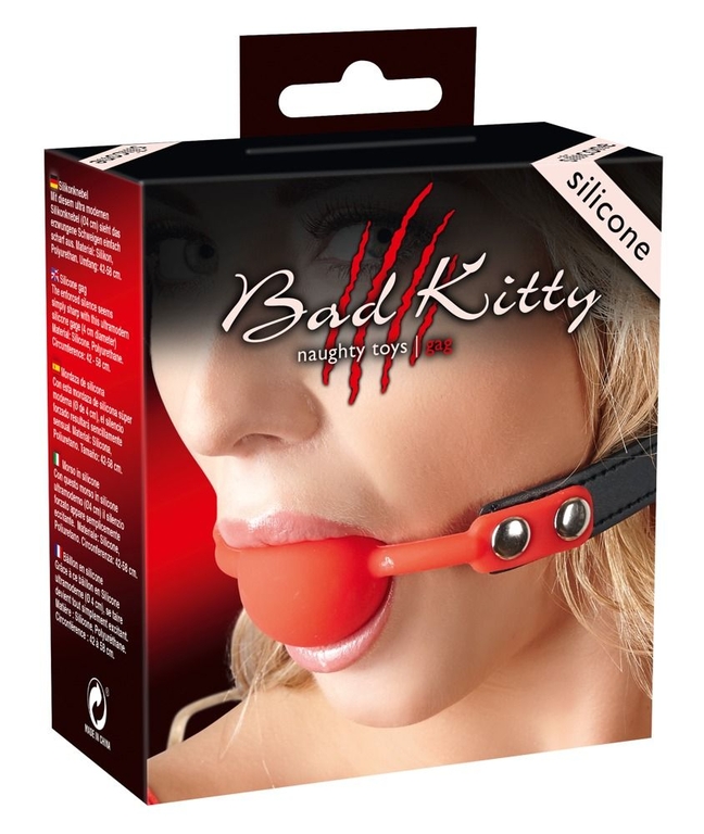 Силиконовый кляп-шар на чёрных ремешках Red Gag silicone