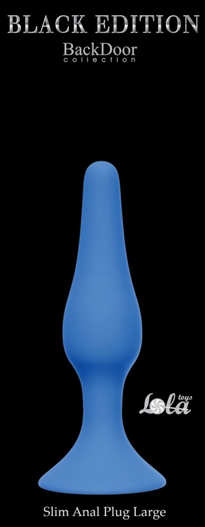 Синяя анальная пробка Slim Anal Plug Large - 12,5 см.