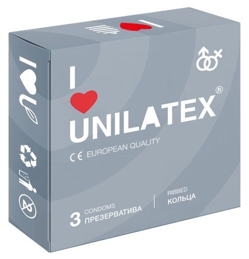 Презервативы с рёбрами Unilatex Ribbed - 3 шт.