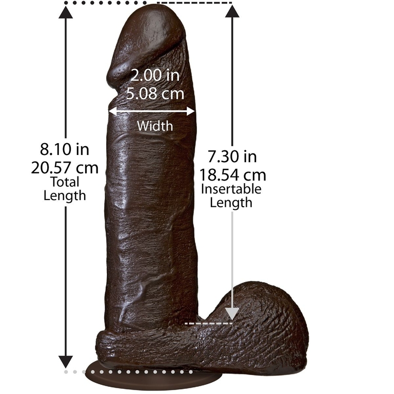 Коричневый фаллоимитатор The Realistic Cock 8” with Removable Vac-U-Lock Suction Cup - 20,57 см.