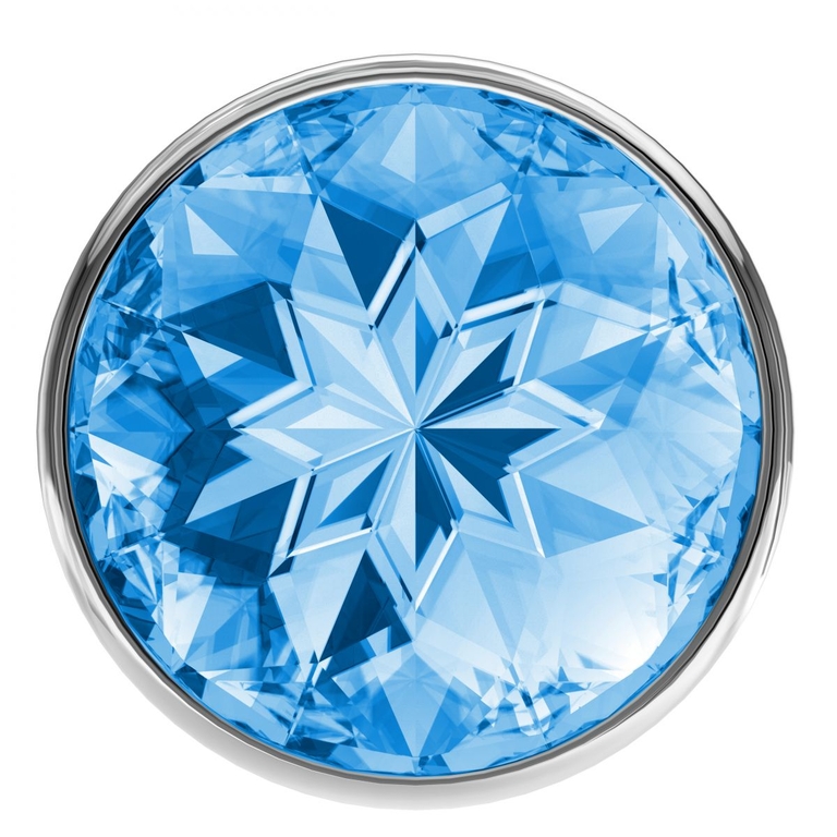 Малая серебристая анальная пробка Diamond Light blue Sparkle Small с голубым кристаллом - 7 см.