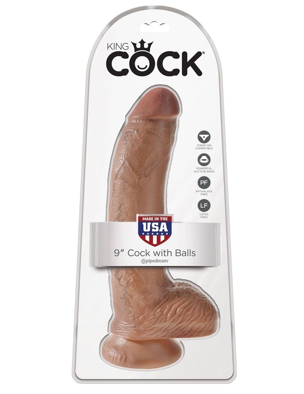 Фаллоимитатор-мулат 9  Cock with Balls - 22,9 см.